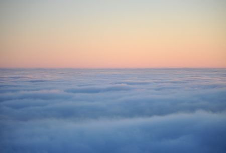 Sunset above the cloudsの写真素材