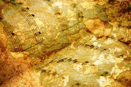 Open music sheet with the grunge effectの写真素材