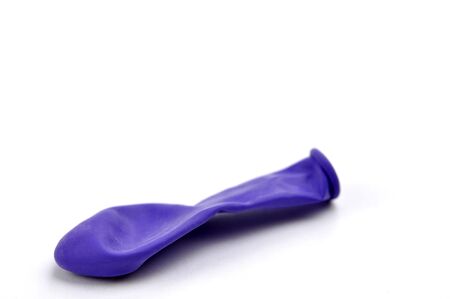 Blue empty balloon, isolated on white backgroundの写真素材