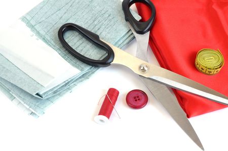 Sewing items on sewing patternの写真素材
