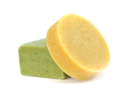 Natural home made soaps, isolated on white