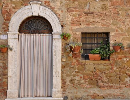 Typical Tuscan door and windowの写真素材