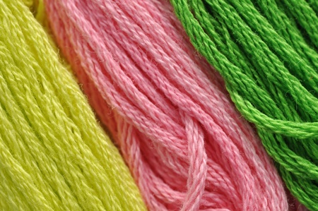 Colorful embroidery thread closeup