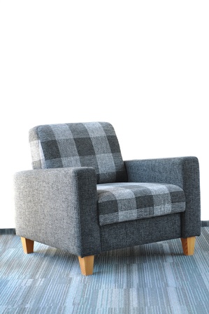 Gray and blue armchair, isolated on whiteの写真素材