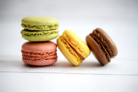 Colorful macaroons on a tableの写真素材