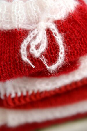 Pile of soft mohair Christmas clothesの写真素材