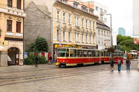 The city of Bratislava is the capital city of Slovakia and lies on the Danube river like many other capitol cityâs in Europeのeditorial素材
