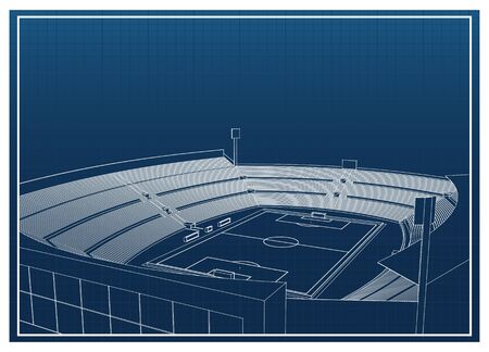 Blueprint of foodbal - soccer stadiumのイラスト素材