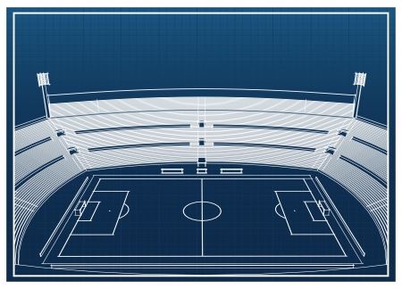 Blueprint of foodbal - soccer stadiumのイラスト素材