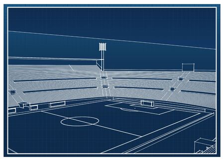 Blueprint of foodbal - soccer stadiumのイラスト素材