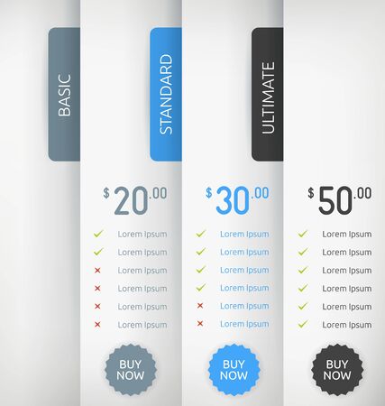 Paper Pricing Tables Vector Template Designのイラスト素材