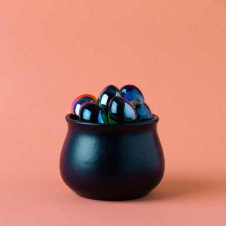 witchâs black pot boiling poison gemstones for haloweenの写真素材