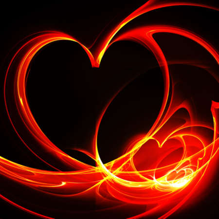 Three heart shaped fractal rendered backround.の写真素材