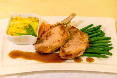 Ribs with garnishの写真素材