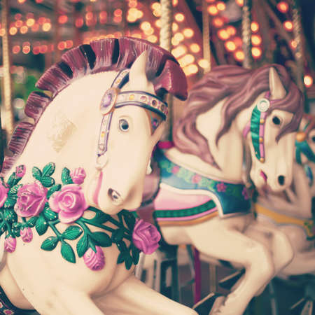 Vintage carousel horsesの写真素材