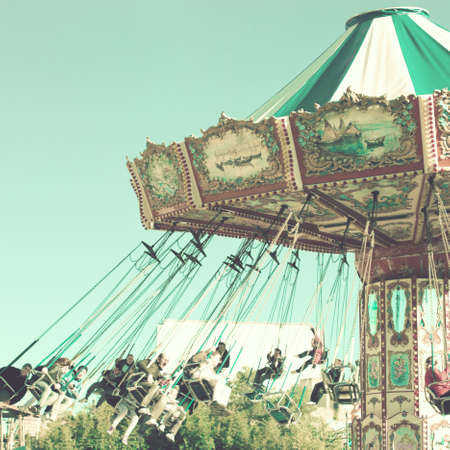 Vintage pastel swing chairsの写真素材