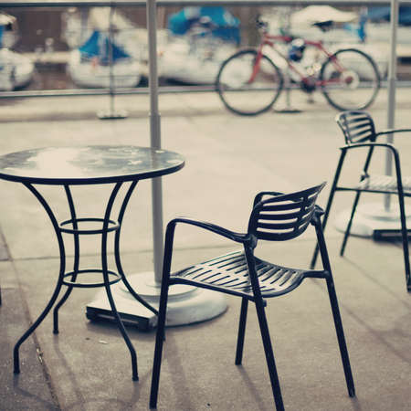 Outdoors cafe in a portの写真素材