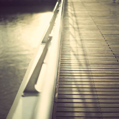 Bridge over a port canalの写真素材