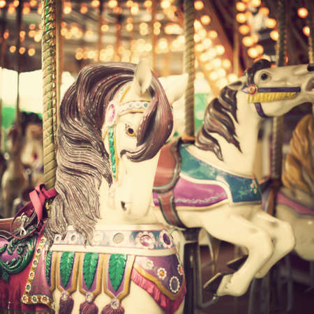 Vintage carousel horsesの写真素材
