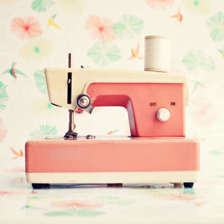 Pink toy sewing machineの写真素材