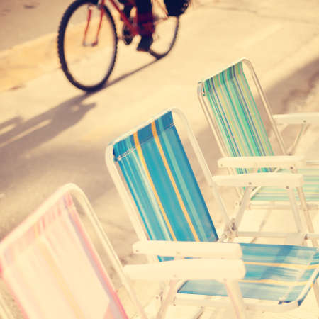 Outdoors chairs and bicycle