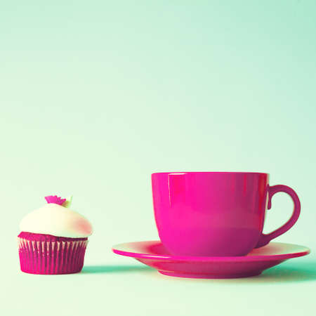 Cupcake and coffee cupの写真素材
