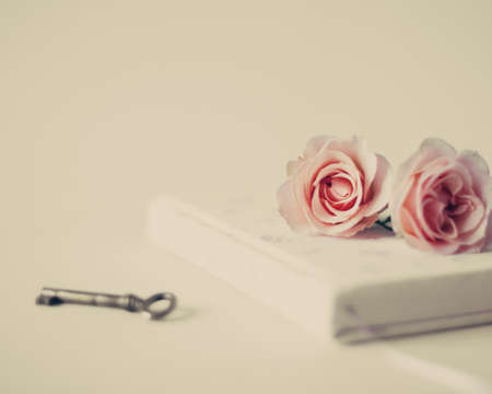 Vintage roses and bookの写真素材