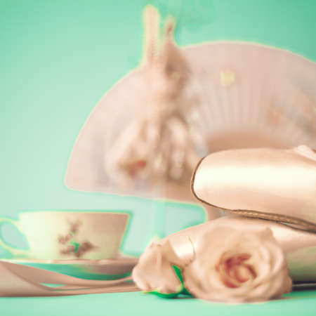 Ballet shoes and rosesの写真素材