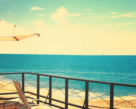 Vintage sea from a deckの写真素材