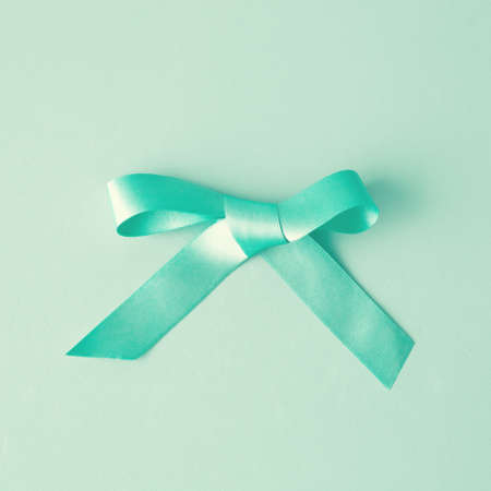 Turquoise silk bowの写真素材