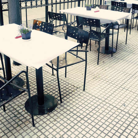 Vintage cafe tables outdoors