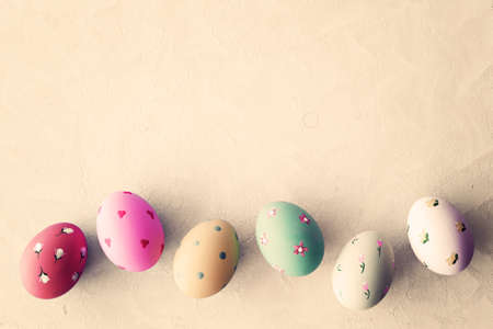 Vintage hand-painted easter eggsの写真素材