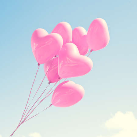 Pink heartshaped balloonsの写真素材