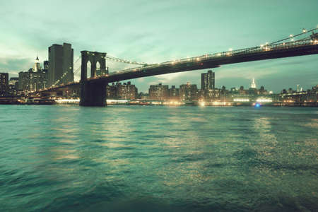 Brooklyn Bridge during sunsetの写真素材