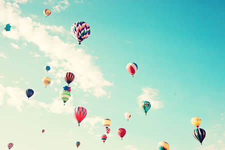 Vintage Hot Air Balloons in flightの写真素材