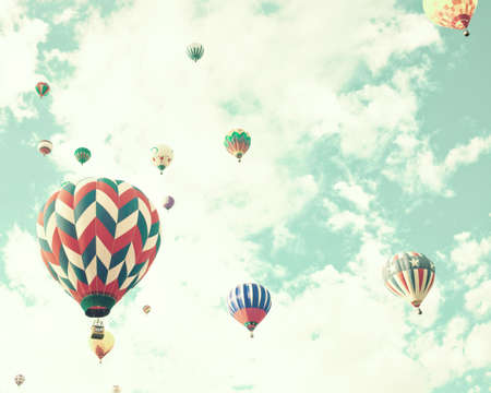 Vintage Hot Air Balloons in flightの写真素材