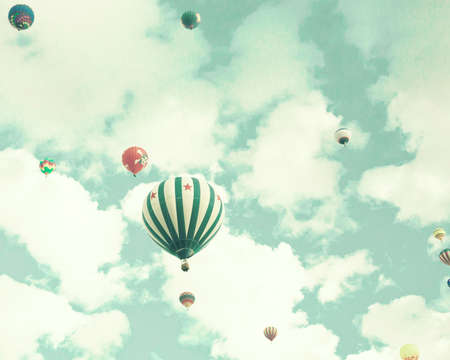 Vintage Hot Air Balloons in flightの写真素材