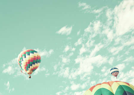 Vintage Hot Air Balloons in flightの写真素材
