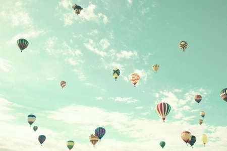 Vintage Hot Air Balloons in flightの写真素材
