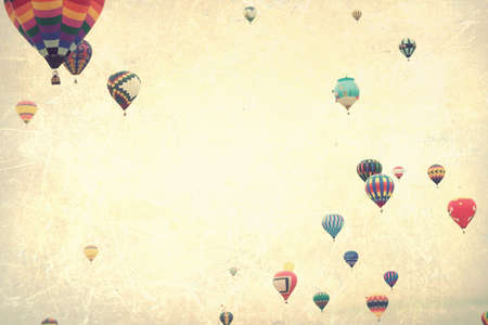Vintage textured balloons in flightの写真素材