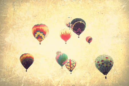 Vintage textured balloons in flightの写真素材