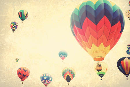 Vintage textured balloons in flightの写真素材