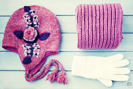 Winter hat, scarf and glovesの写真素材