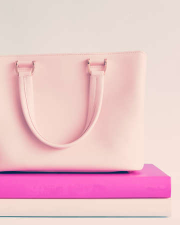 Pink purse over booksの写真素材