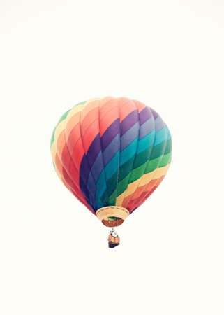 Hot air balloon in flightの写真素材