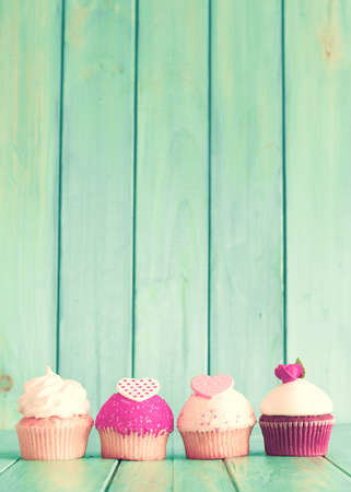 Vintage valentines day cupcakesの写真素材