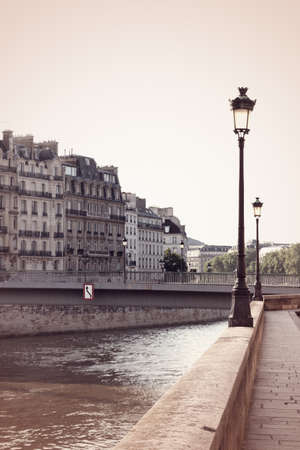 Bridge, river Seine and Paris islandsの写真素材