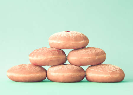 Vintage donuts over mint backgroundの写真素材