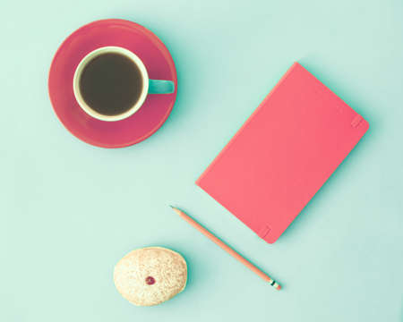Vintage donuts over mint backgroundの写真素材