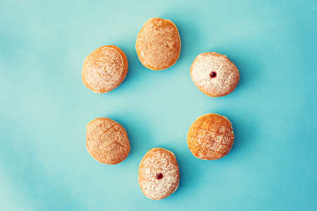 Vintage donuts over blue backgroundの写真素材